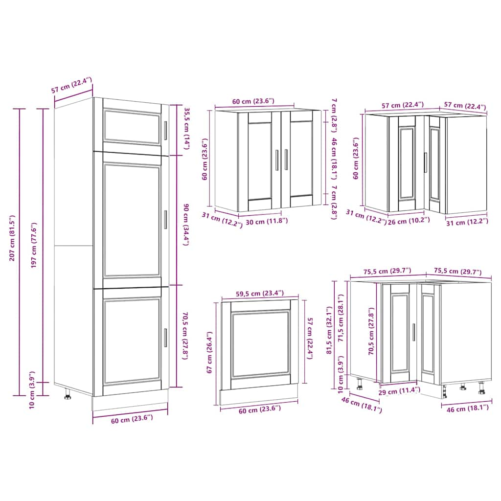 vidaXL 14 Piece Kitchen Cabinet Set Porto Brown Oak Engineered Wood