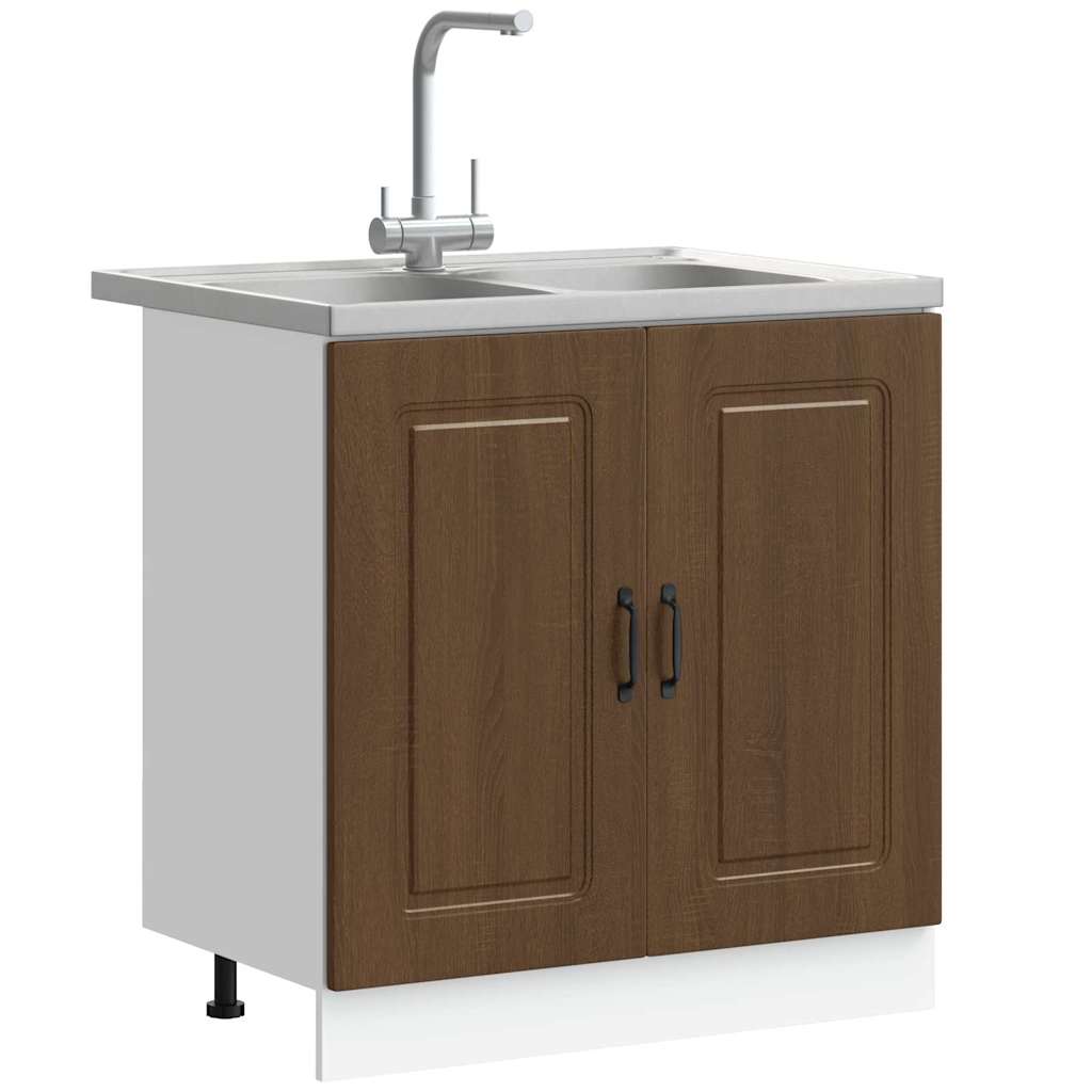 Kitchen Cabinet with Storage Kalmar Brown Oak 80 x 46 x 81.5 cm