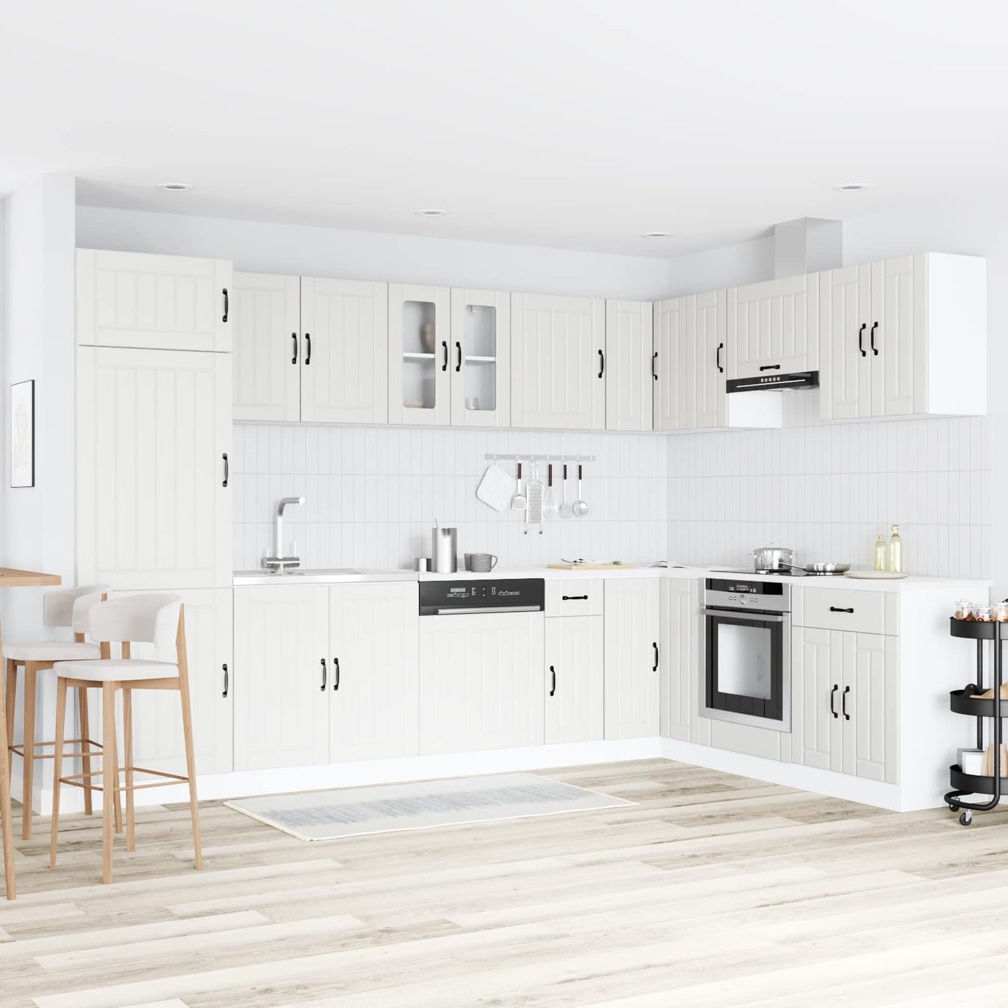 Sink Base Cabinet with Door Lucca 2 pcs White Engineered Wood