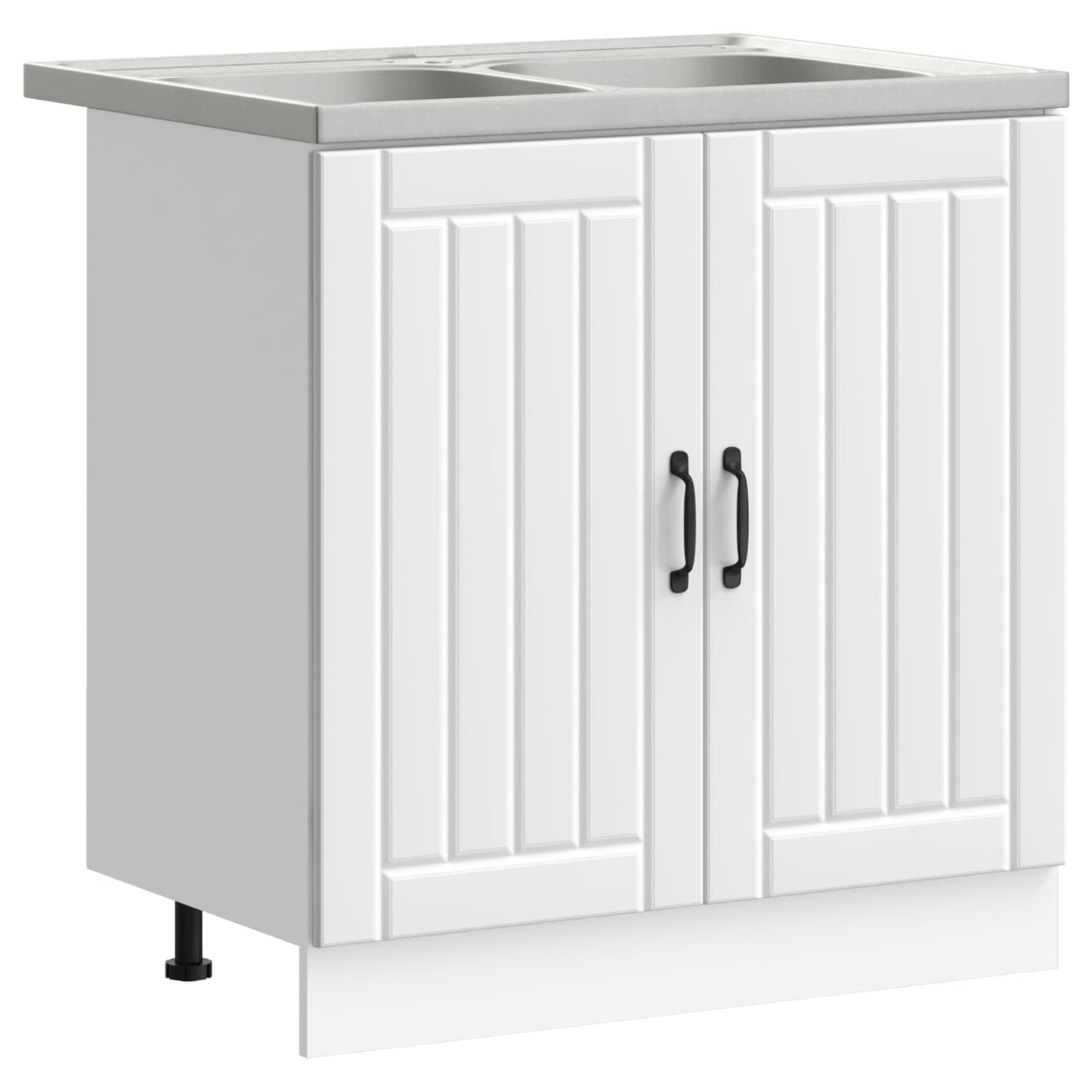 Sink Base Cabinet with Door Lucca 2 pcs White Engineered Wood