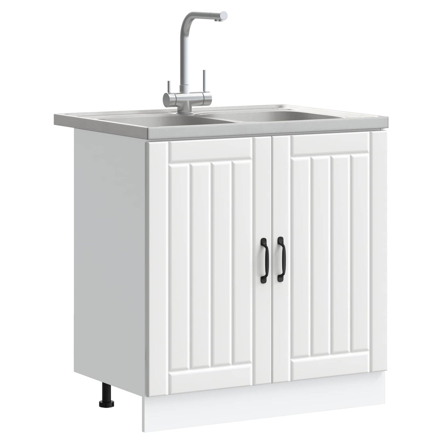 Sink Base Cabinet with Door Lucca 2 pcs White Engineered Wood