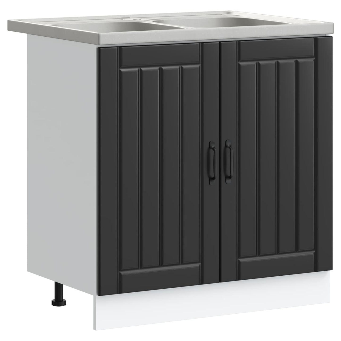Sink Base Cabinet with Door Lucca 2 pcs Black Engineered Wood