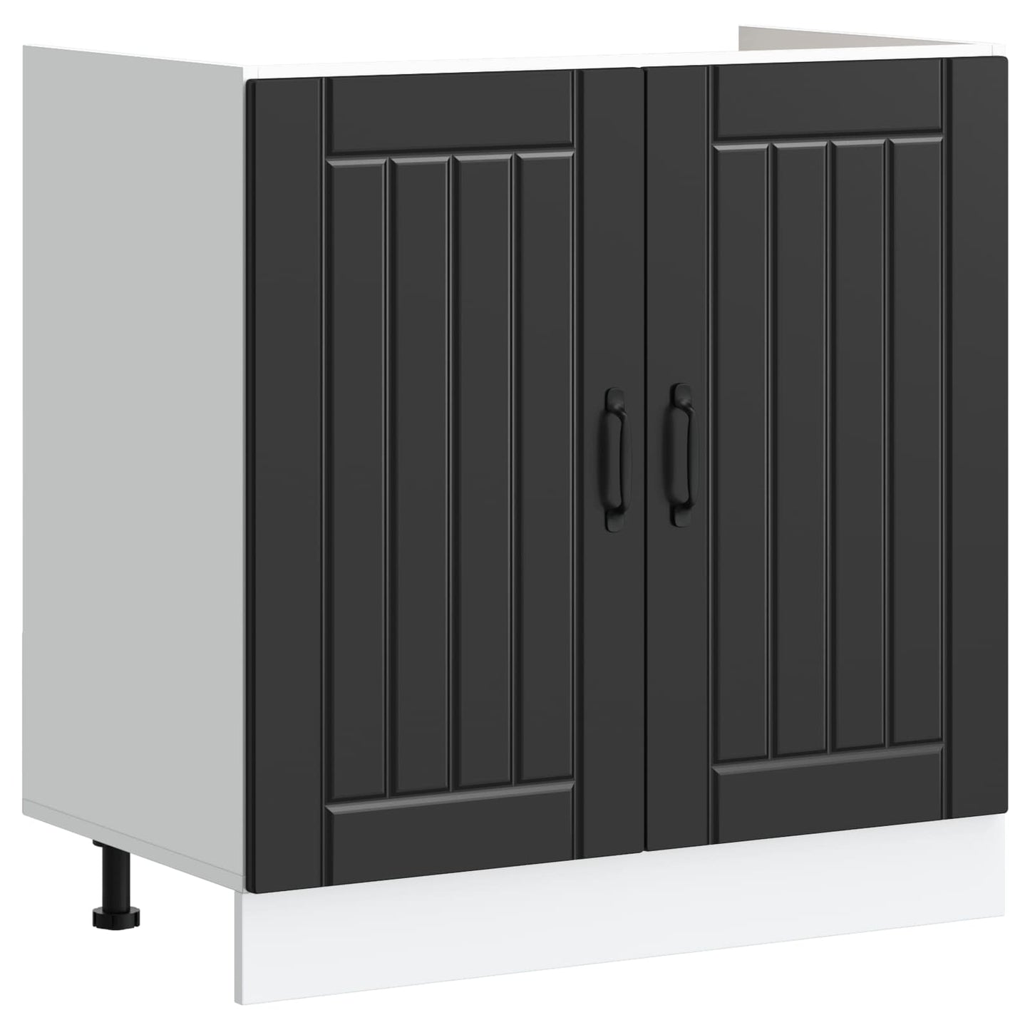 Sink Base Cabinet Lucca 2 pcs Black Engineered Wood