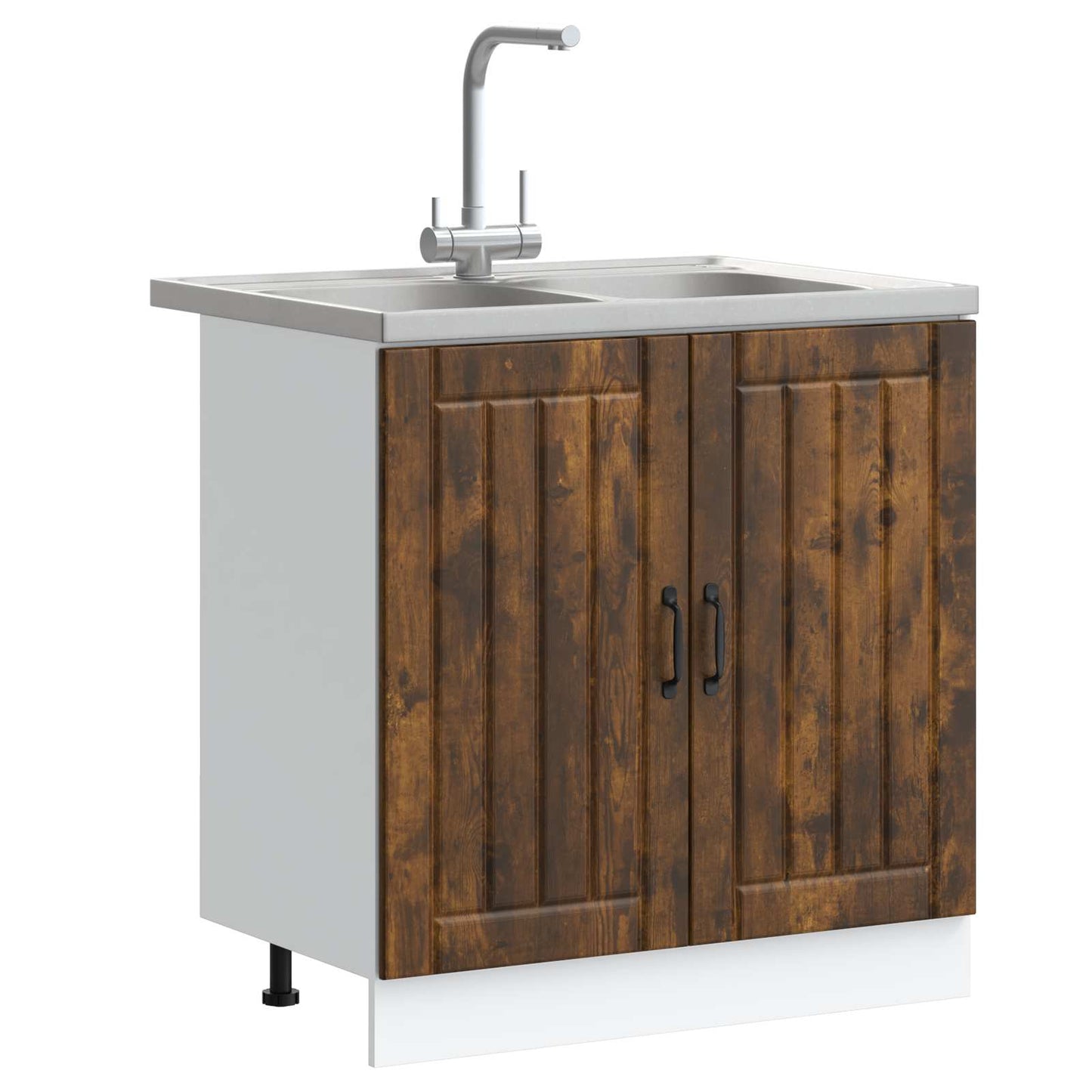 Sink Base Cabinet Lucca 2 pcs Smoked Oak Engineered Wood