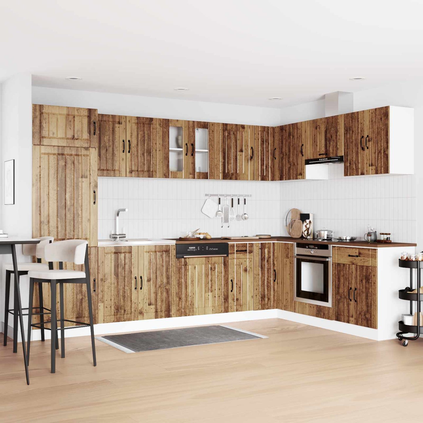 Sink Base Cabinet Lucca 2 pcs Old Wood Engineered Wood