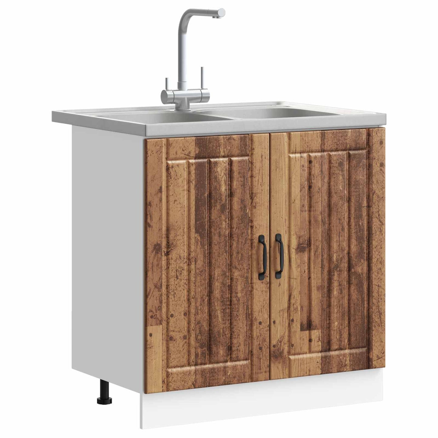 Sink Base Cabinet Lucca 2 pcs Old Wood Engineered Wood