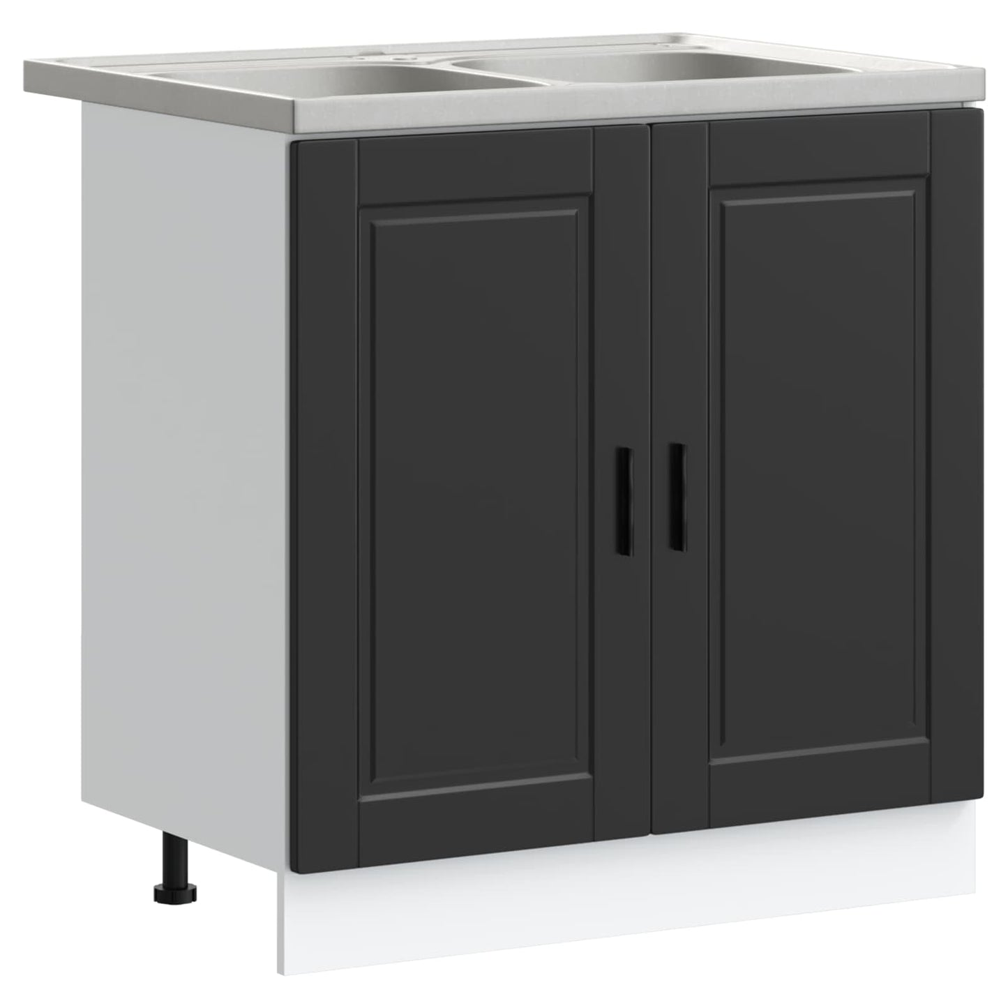 Sink Base Cabinet with Door Porto 2 pcs Black Engineered wood
