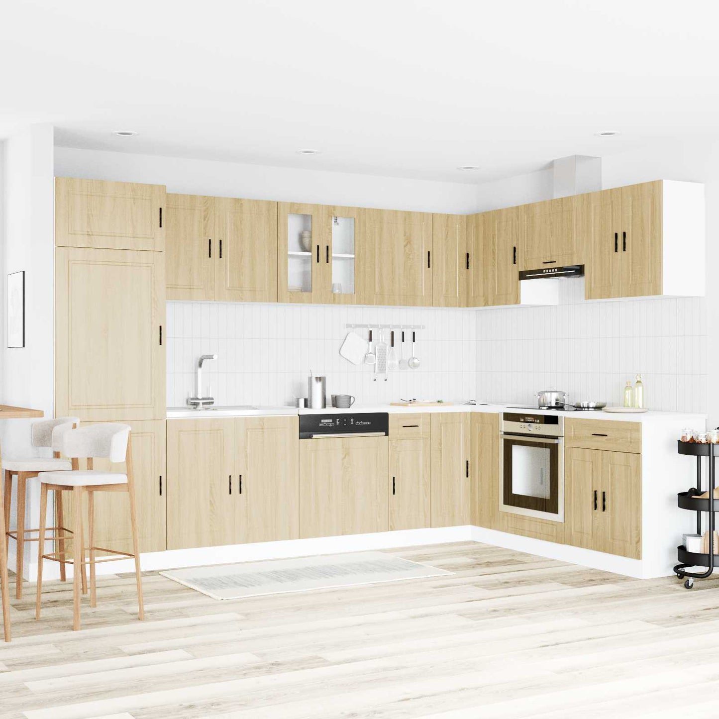Sink Base Cabinet with Door Porto 2 pcs Brown Engineered wood