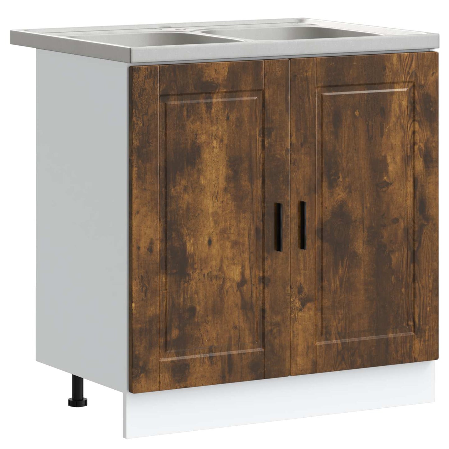 Sink Base Cabinet with Door Porto 2 pcs Brown Engineered wood