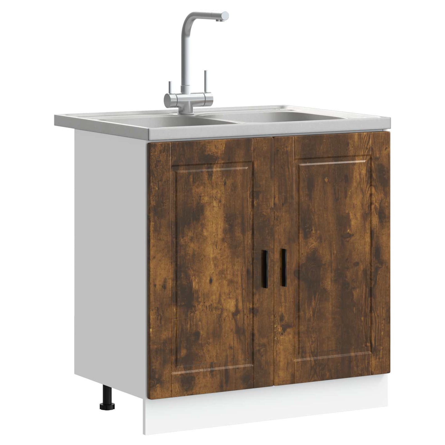 Sink Base Cabinet with Door Porto 2 pcs Brown Engineered wood