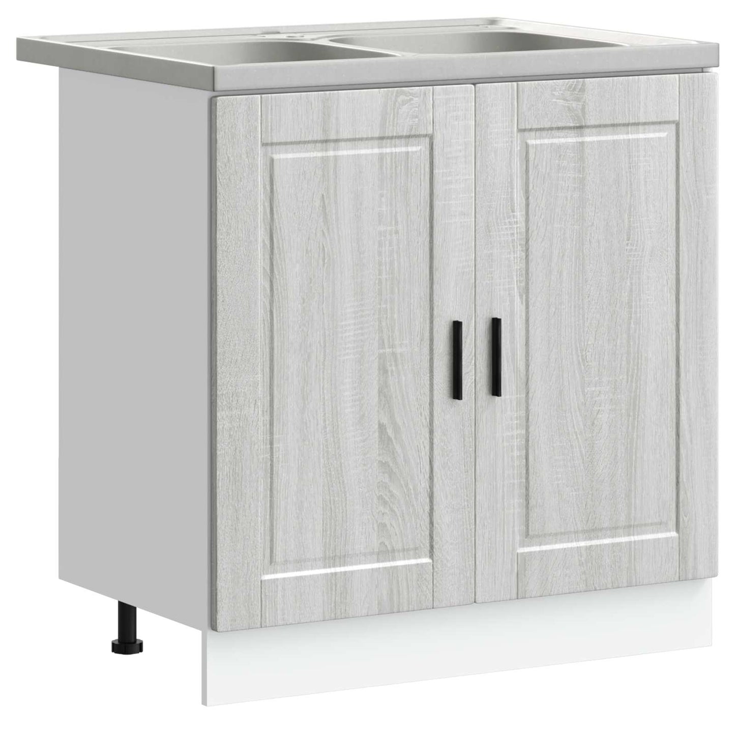 Sink Base Cabinet with Storage Porto 2 pcs Grey Engineered wood