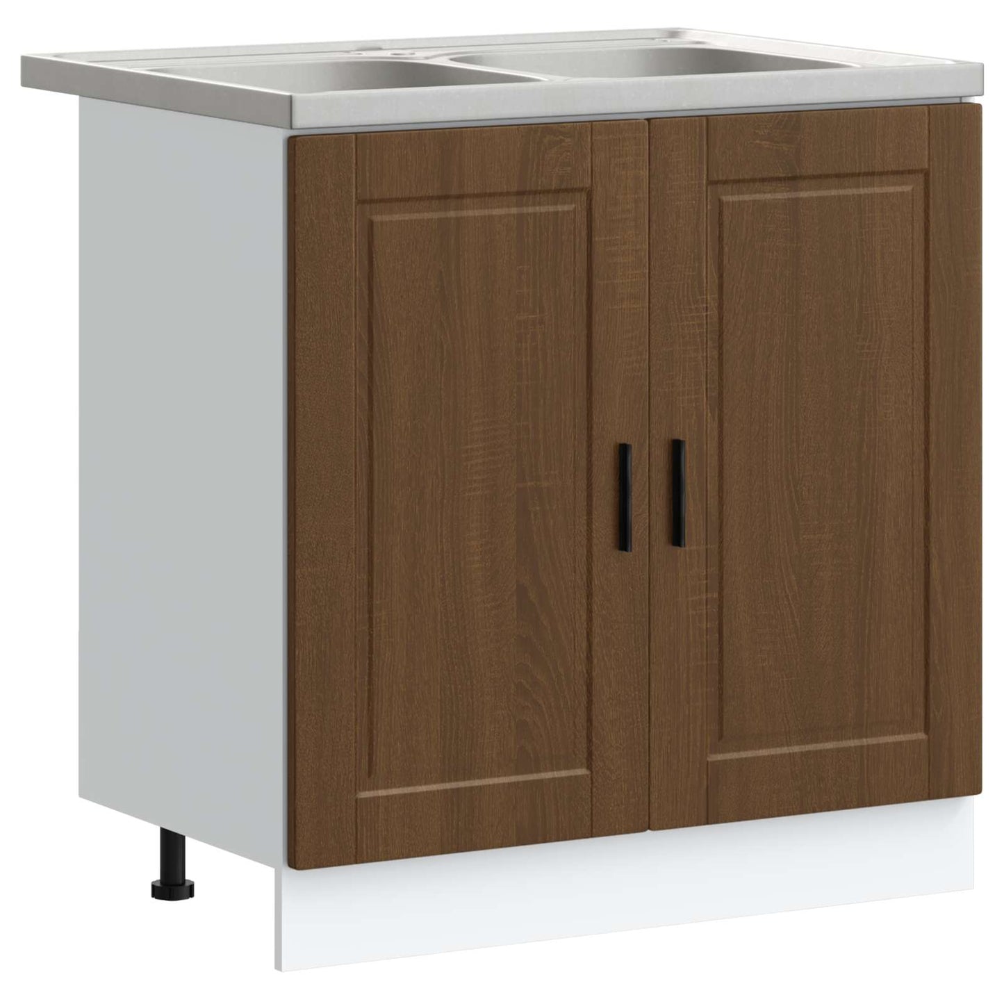 Sink Base Cabinet with Door Porto 2 pcs Brown Engineered wood