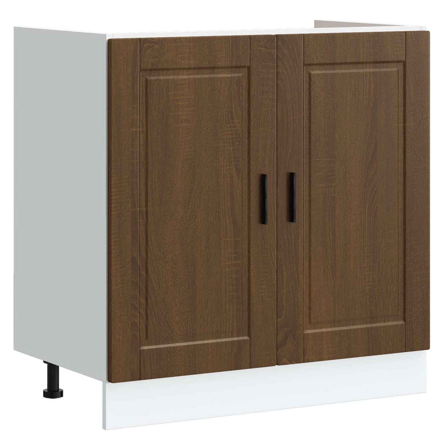 Sink Base Cabinet with Door Porto 2 pcs Brown Engineered wood