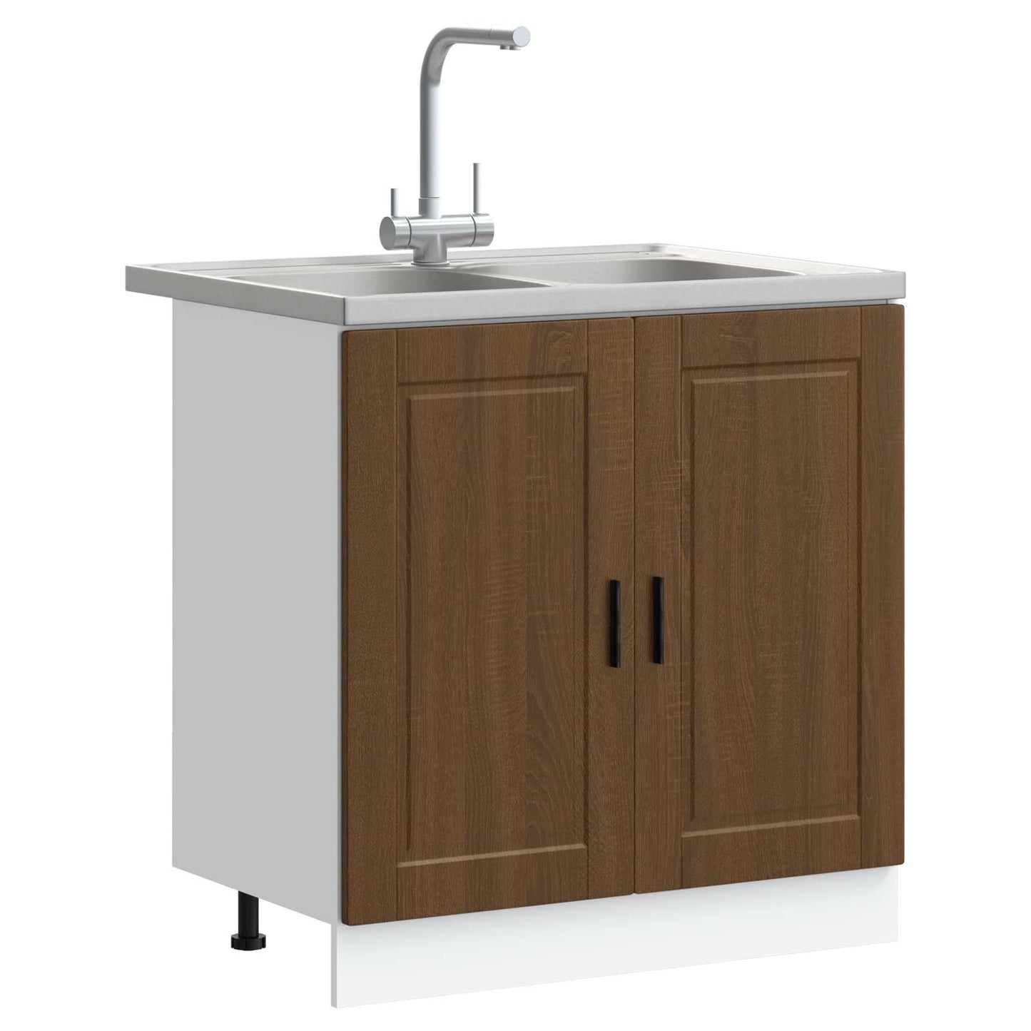 Sink Base Cabinet with Door Porto 2 pcs Brown Engineered wood
