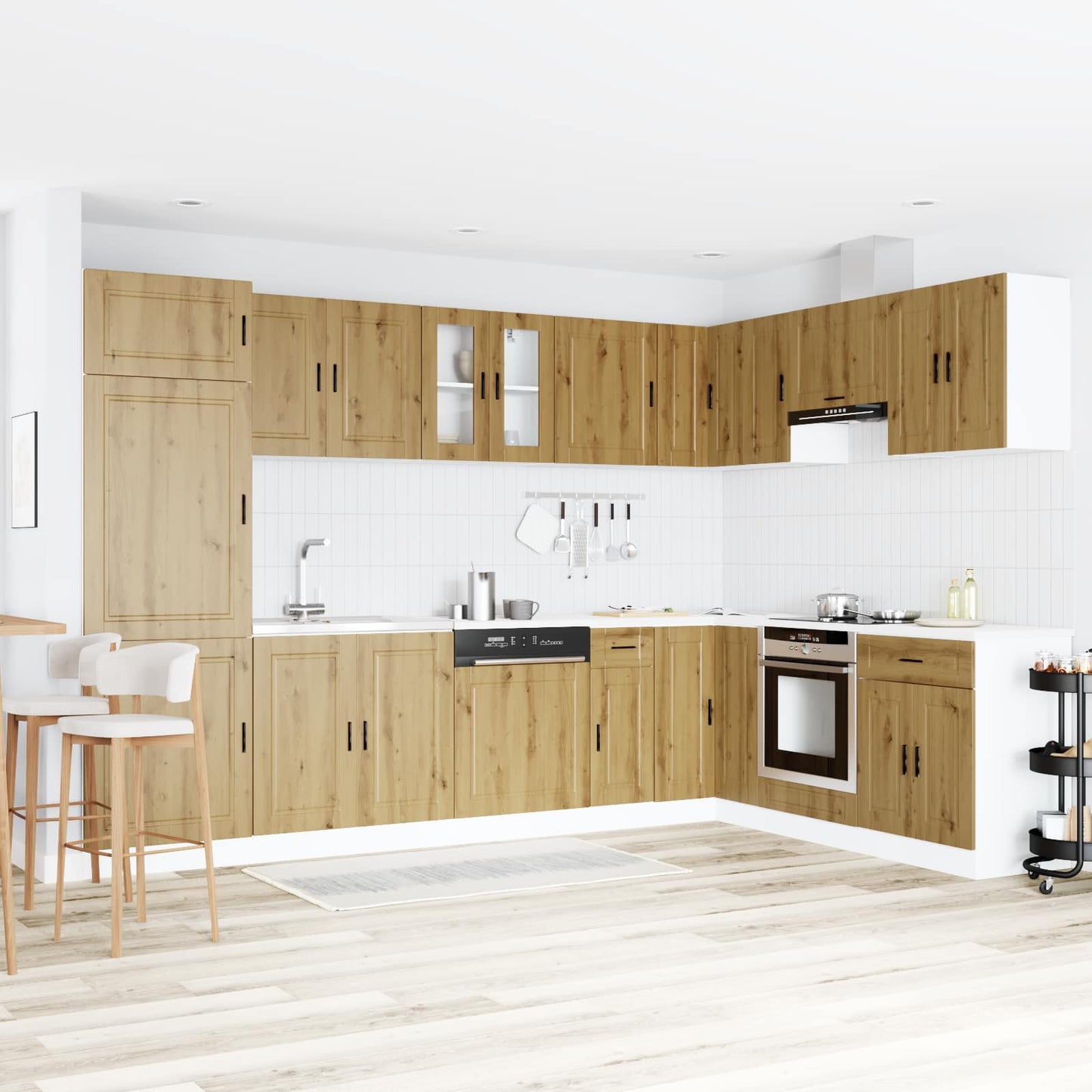 Sink Base Cabinet with Door Porto 2 pcs Brown Engineered wood