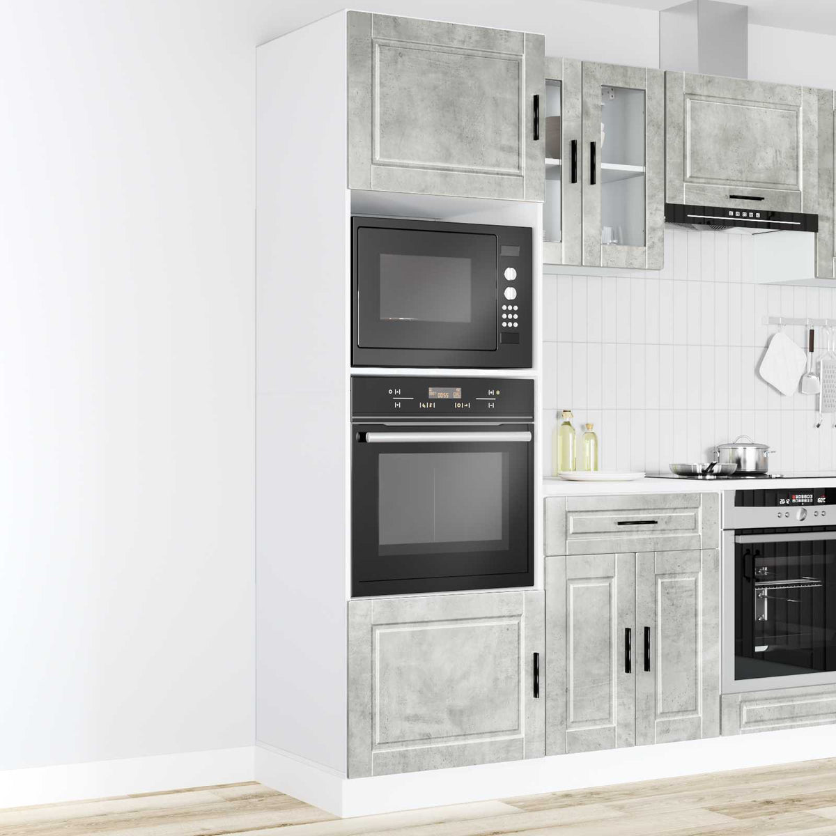 Oven Cabinets 2 pcs Porto Concrete Grey Engineered Wood