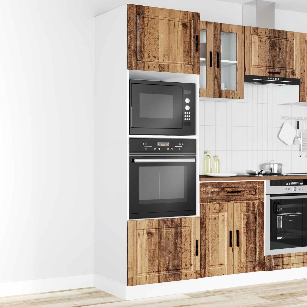 Oven Cabinets 2 pcs Porto Old Wood Engineered Wood