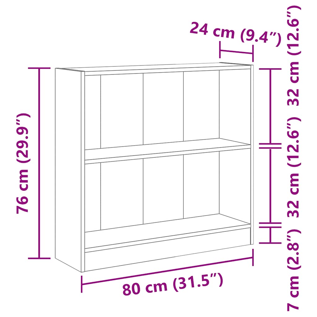Bookcase Smoked Oak 80x24x76 cm Engineered Wood