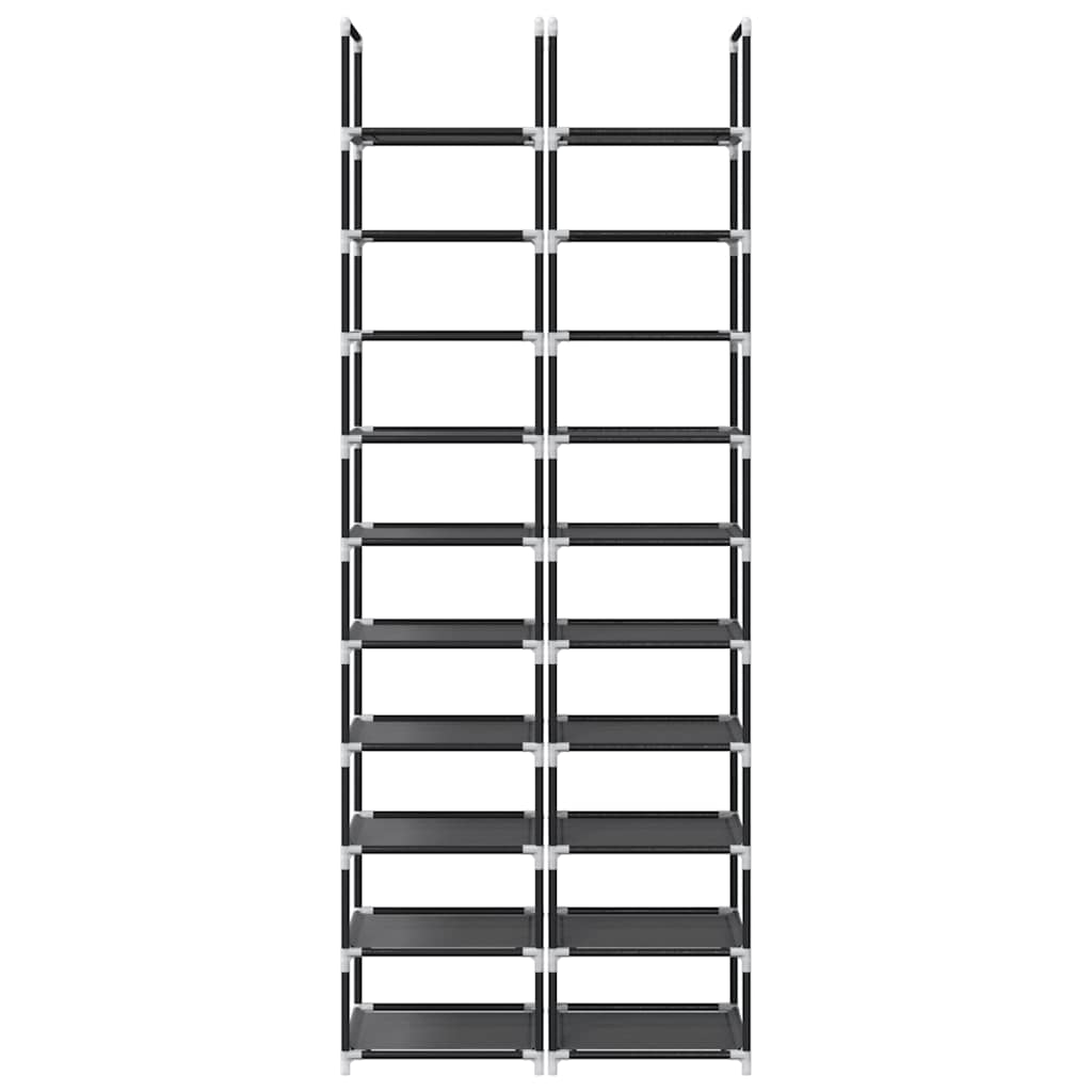 vidaXL Shoe Racks 2 pcs 10-Tier Black 33x33x174 cm Non-woven Fabric