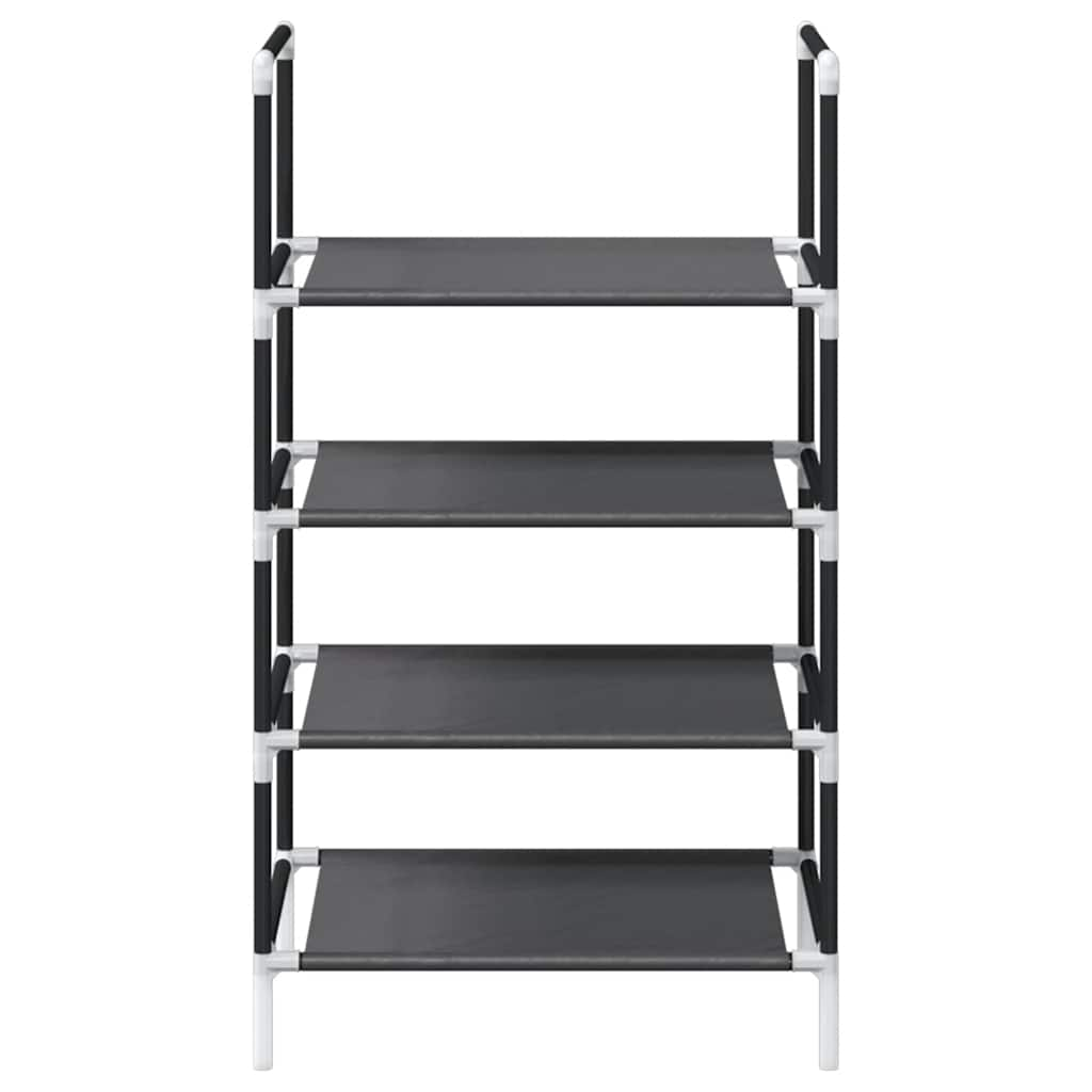 vidaXL Shoe Rack 4-Tier Black 44x28x77 cm Non-woven Fabric