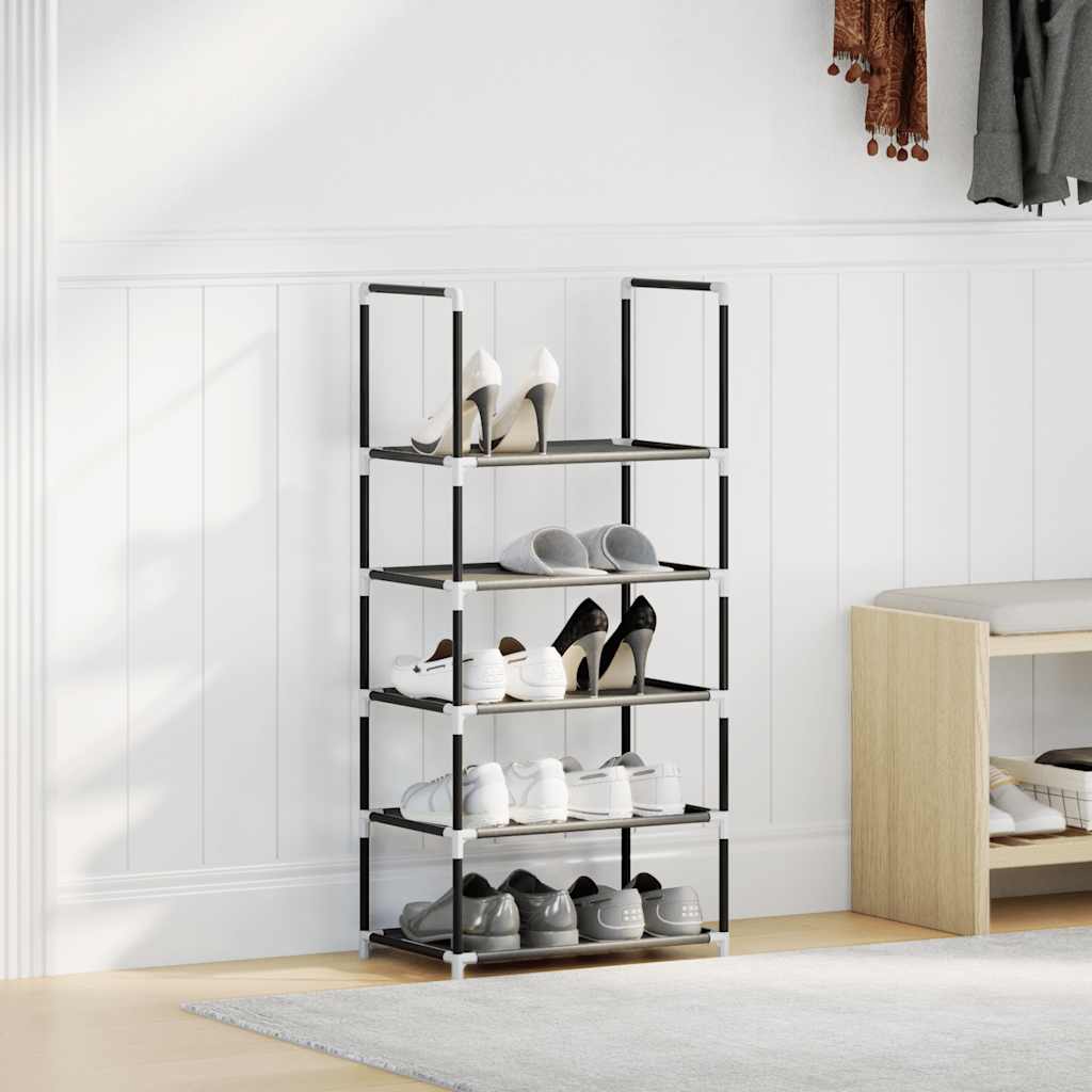 vidaXL Shoe Rack 5-Tier Black 44x28x94 cm Non-woven Fabric