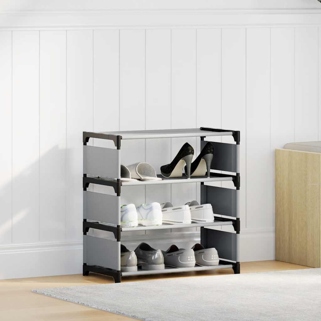 vidaXL Shoe Rack 4-Tier Grey 54x28x55 cm Non-woven Fabric