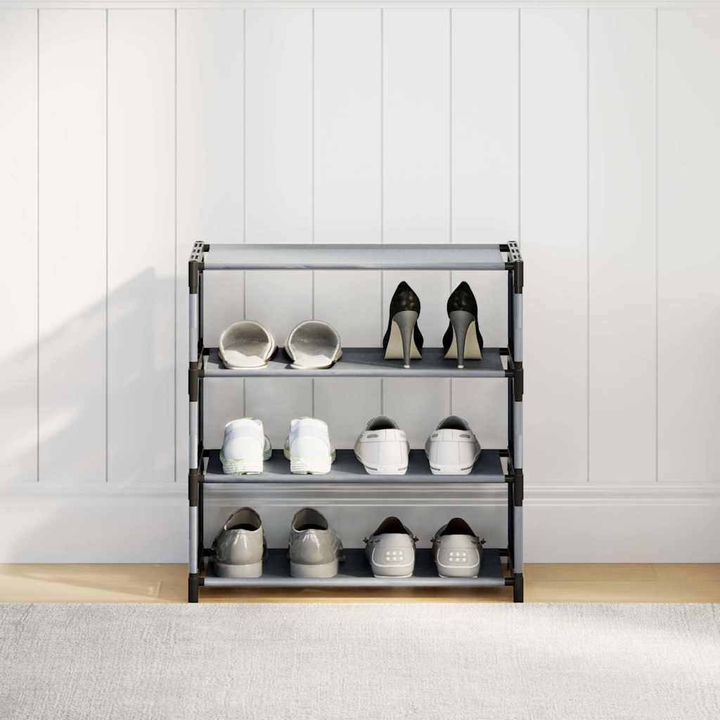 vidaXL Shoe Rack 4-Tier Grey 54x28x55 cm Non-woven Fabric