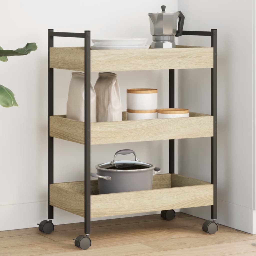 vidaXL Kitchen Trolley Sonoma Oak 50x30x70 cm Engineered Wood