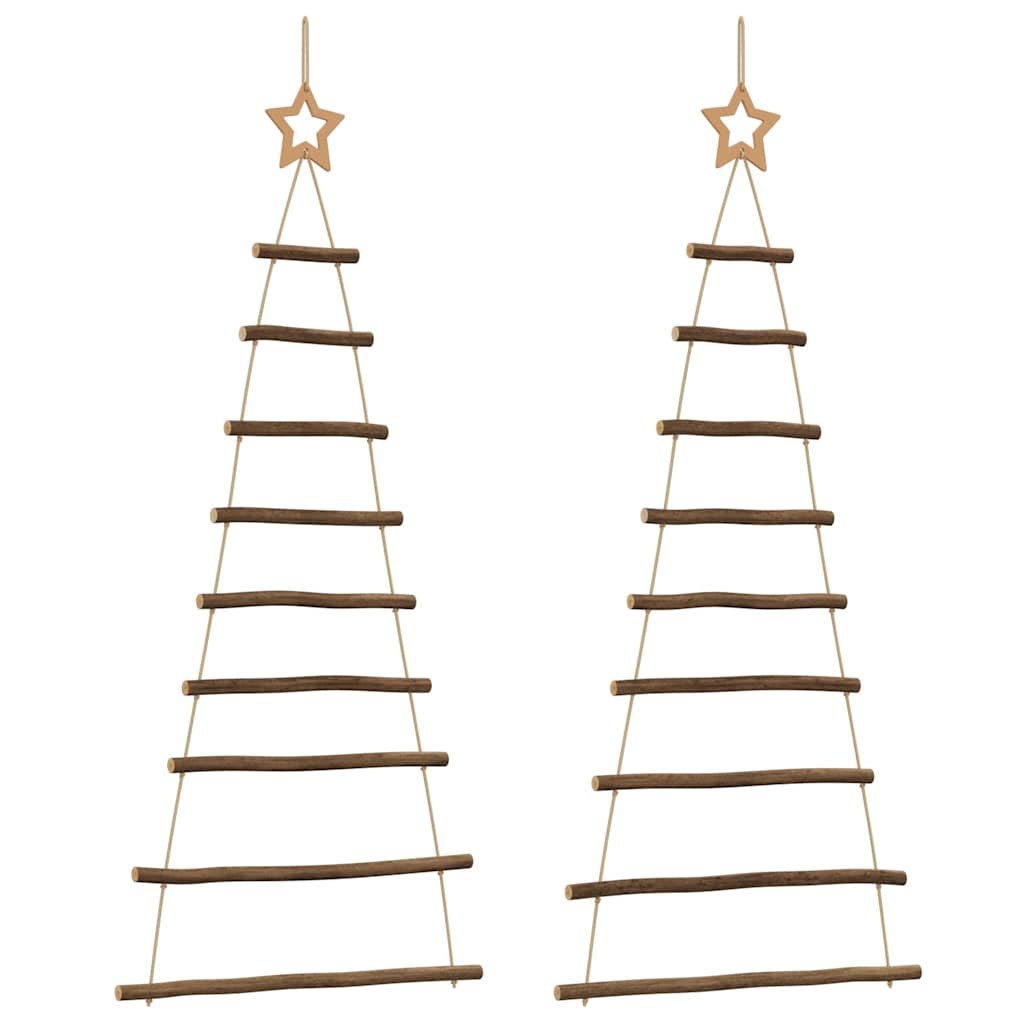 vidaXL Hanging Christmas Trees with Top Stars 2 pcs 55x120 cm Natural Branch