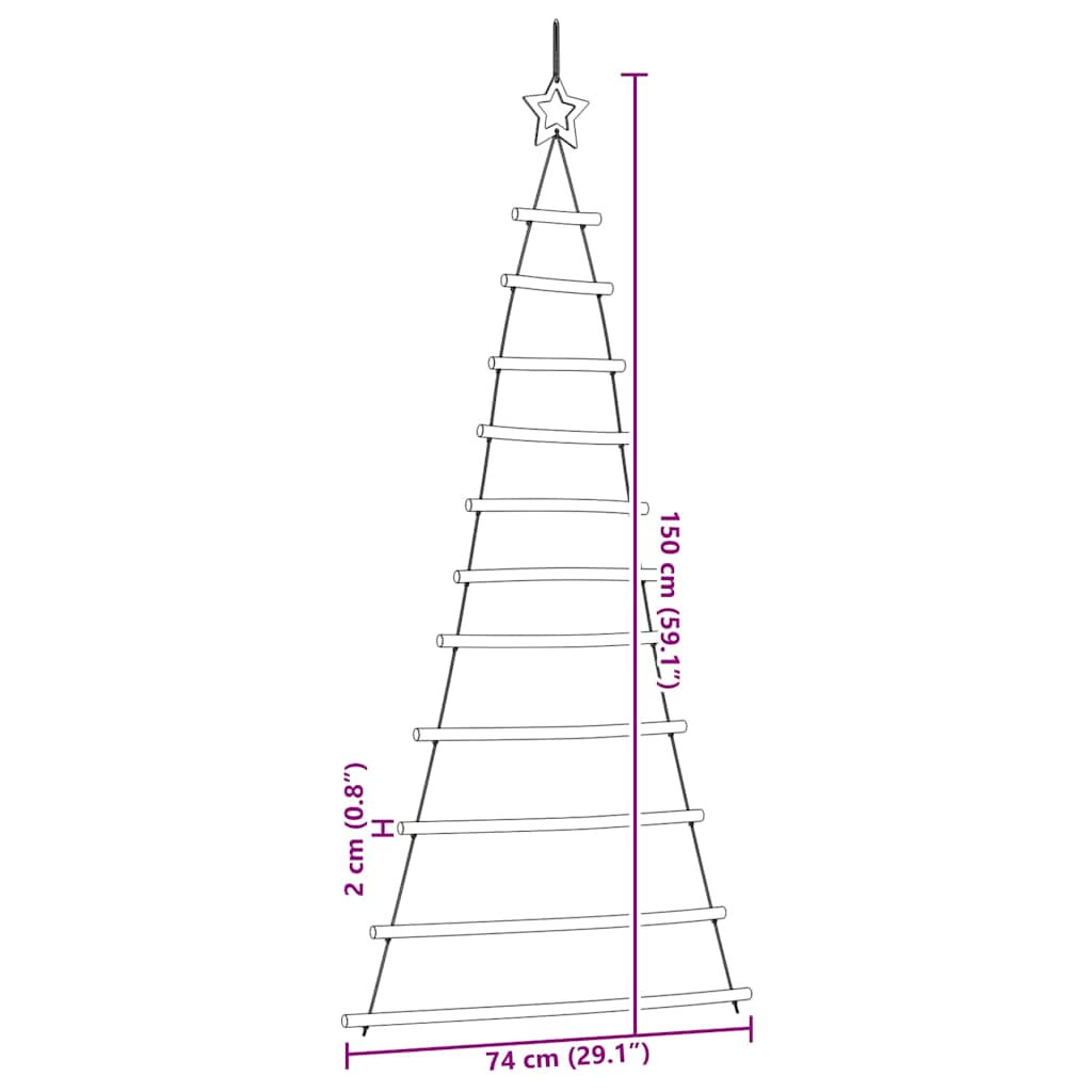 vidaXL Hanging Christmas Tree with Top Star 74x150 cm Natural Branch