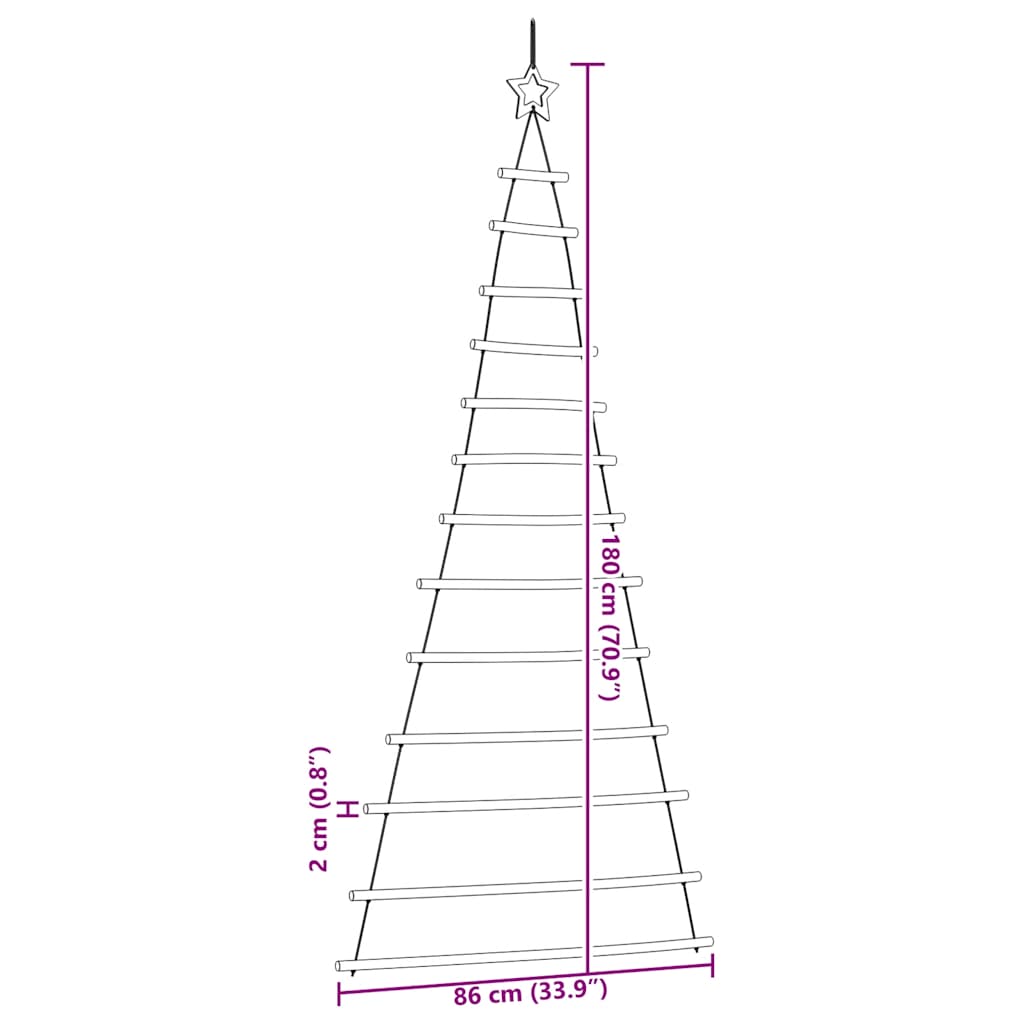 vidaXL Hanging Christmas Tree with Top Star 86x180 cm Natural Branch