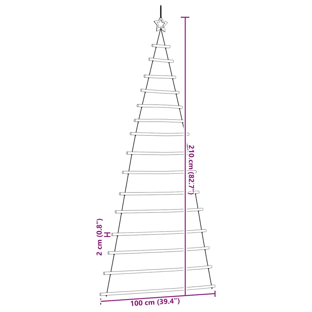 vidaXL Hanging Christmas Tree with Top Star 100x210 cm Natural Branch