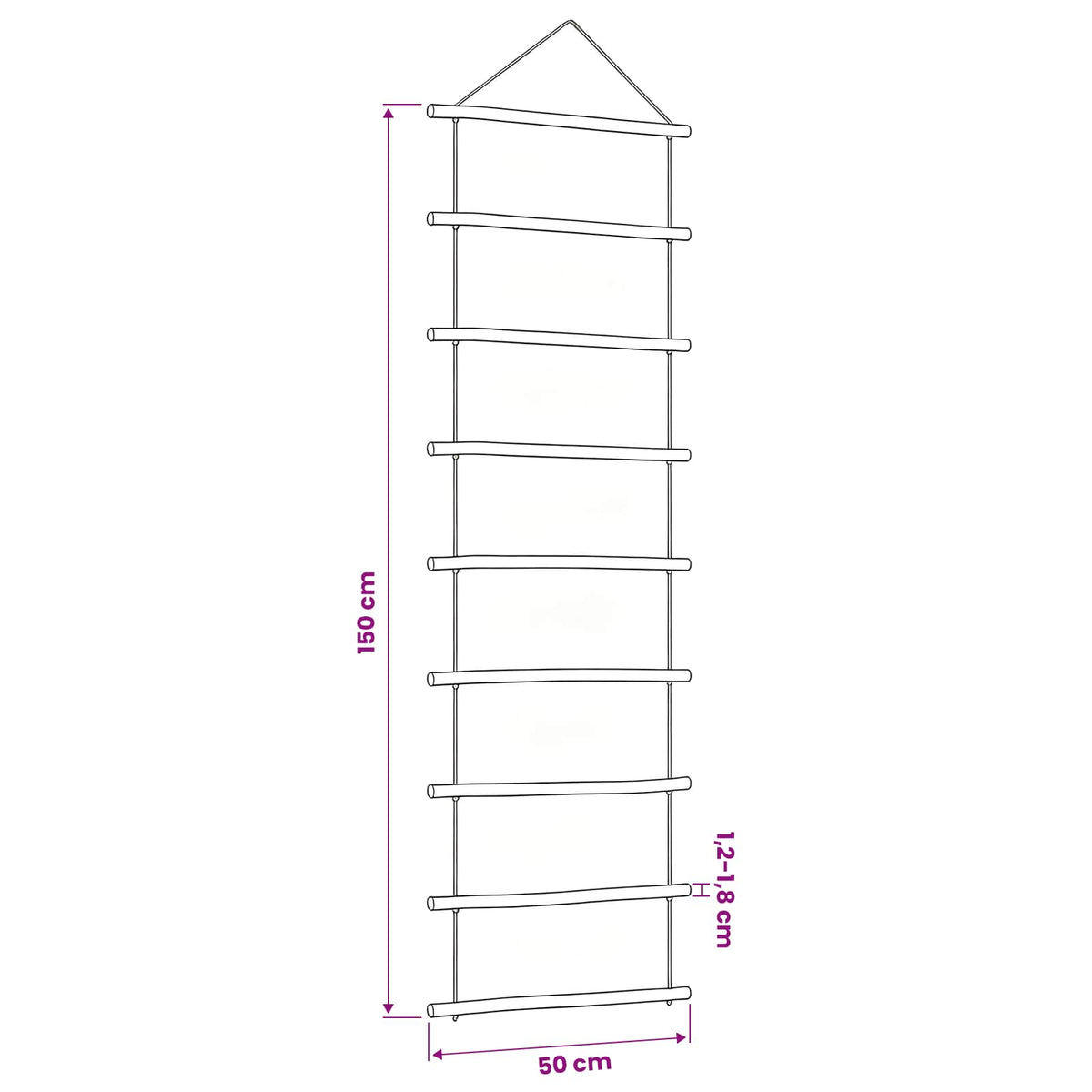 Wall Decoration Ladder-Shaped 50x150 cm Natural Branch