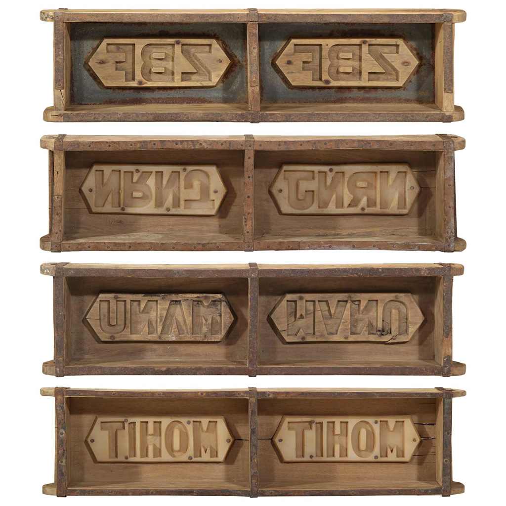 Tray with Storage 4 pcs Brown 57 x 15 x 9 cm Solid Reclaim Wood