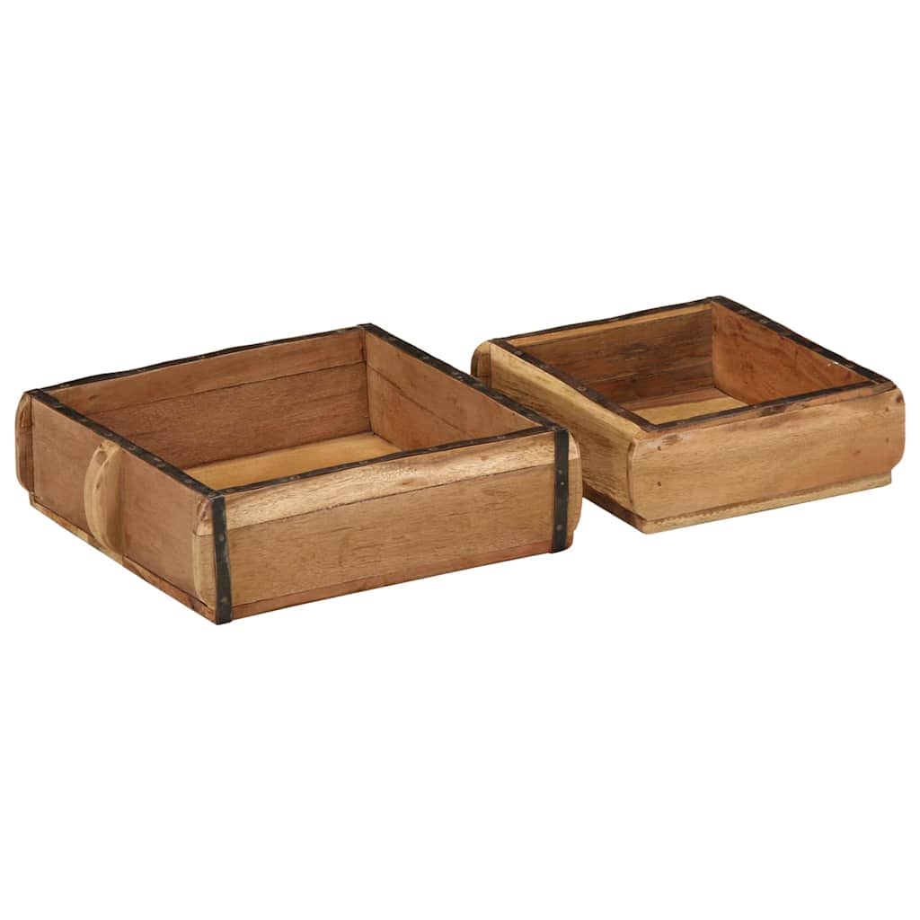 Tray 2 pcs Brown 29 x 31 x 10 cm Solid Reclaim Wood