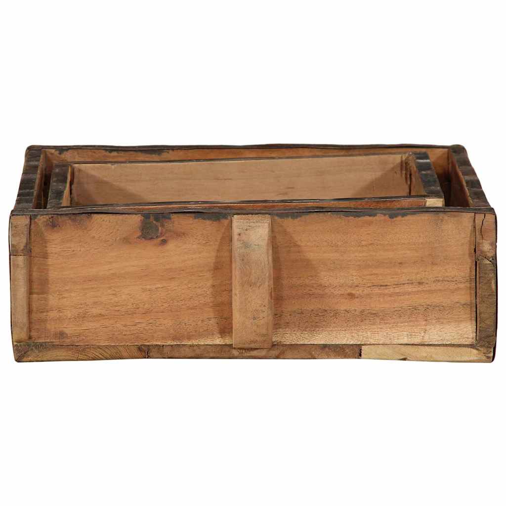 Tray 2 pcs Brown 29 x 31 x 10 cm Solid Reclaim Wood