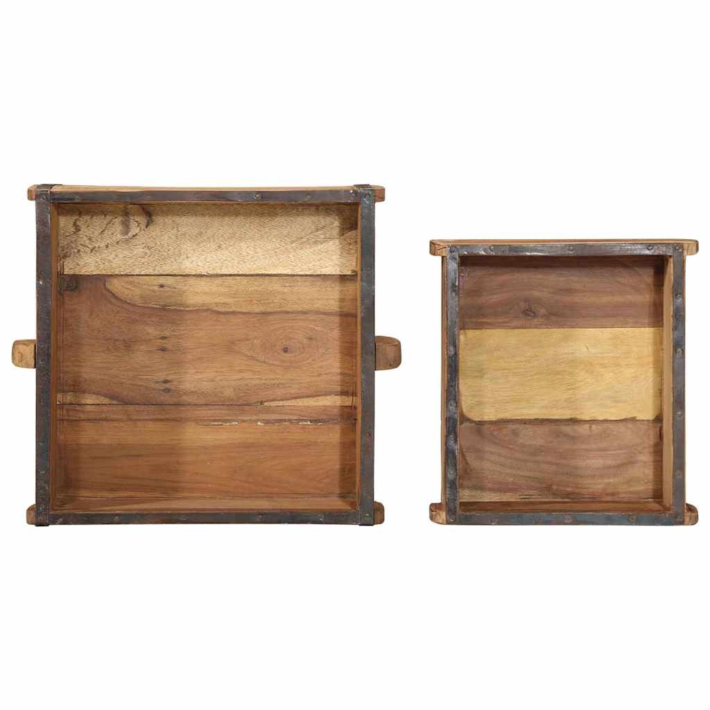 Tray 2 pcs Brown 29 x 31 x 10 cm Solid Reclaim Wood