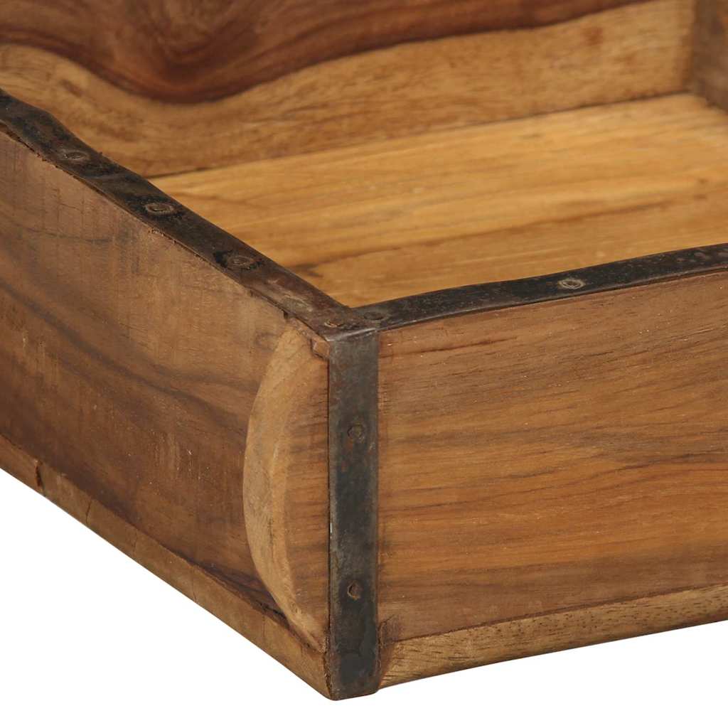Tray with Storage Brown 29 x 31 x 10 cm Solid Reclaim Wood