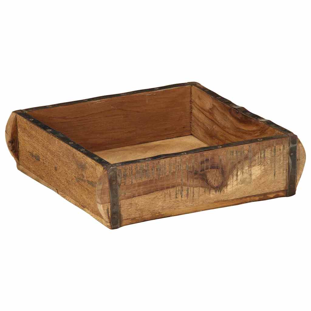 Tray with Storage Brown 29 x 31 x 10 cm Solid Reclaim Wood