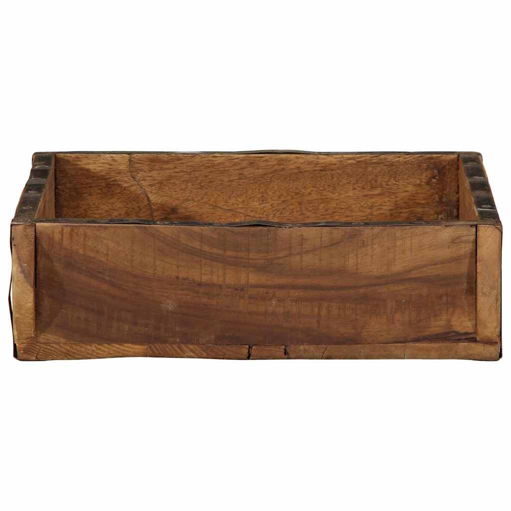 Tray with Storage Brown 29 x 31 x 10 cm Solid Reclaim Wood