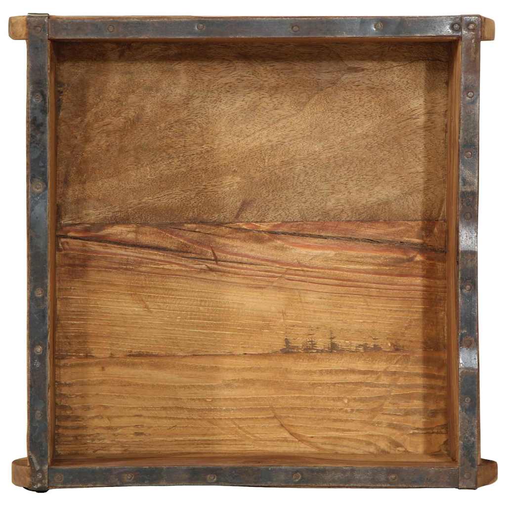 Tray with Storage Brown 29 x 31 x 10 cm Solid Reclaim Wood