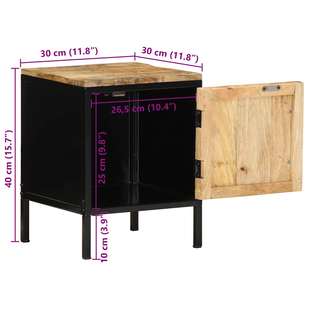 Bedside Cabinet Brown and Black 30 x 30 x 40 cm