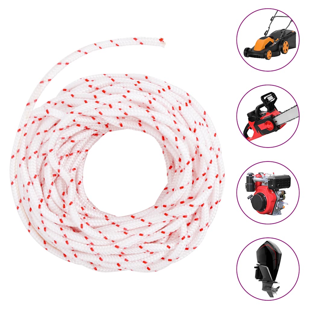 vidaXL Pull Starter Cord White and Red Ø4 mm 10 m Nylon