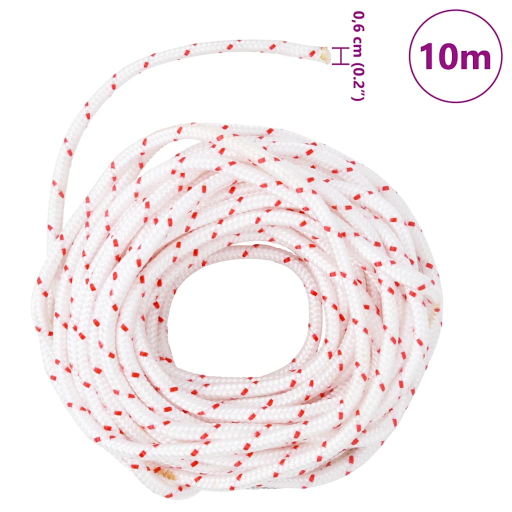 vidaXL Pull Starter Cord White and Red Ø6 mm 10 m Nylon