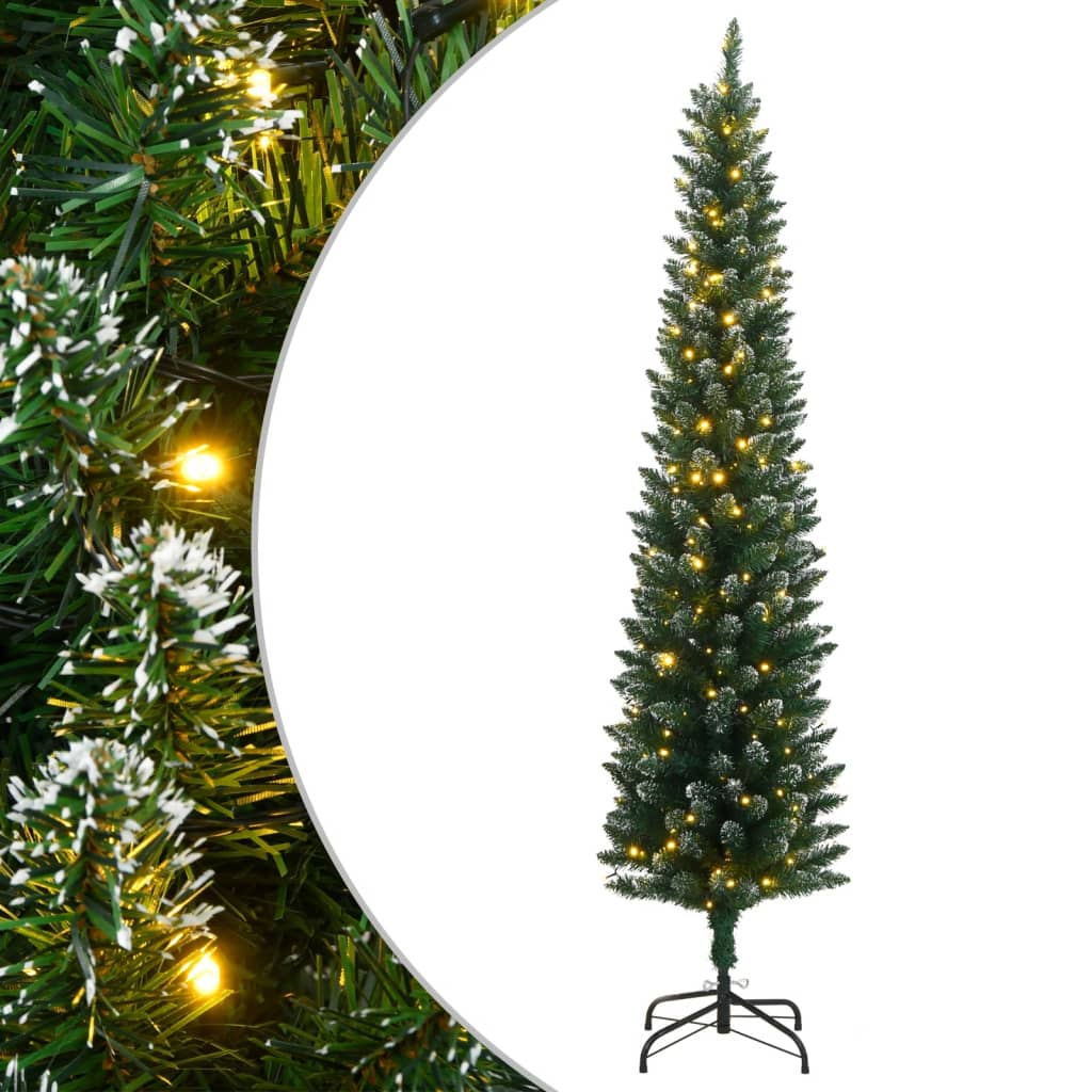 vidaXL Artificial Slim Christmas Tree 300 LEDs 180 cm