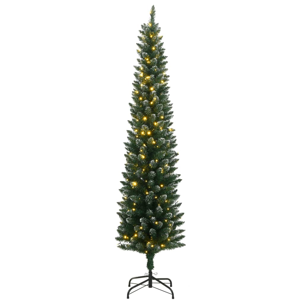 vidaXL Artificial Slim Christmas Tree 300 LEDs 180 cm