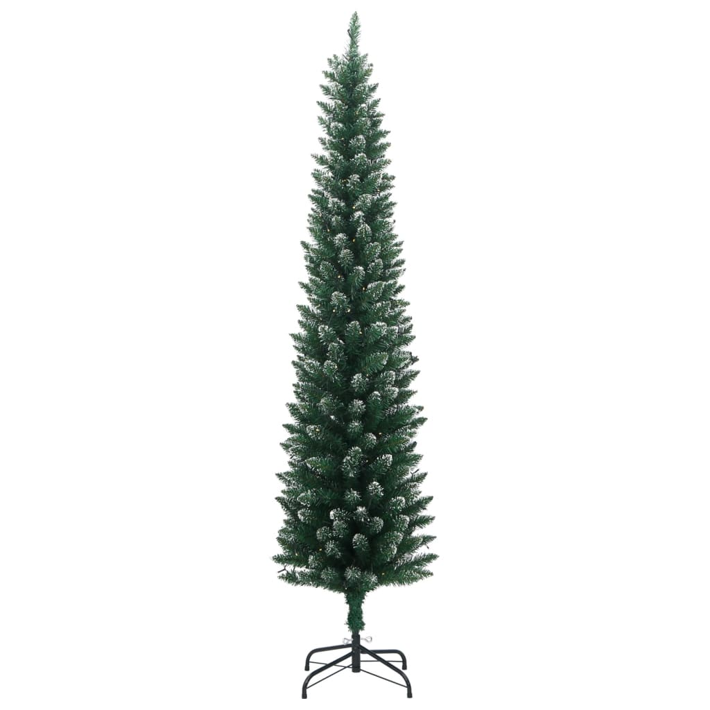 vidaXL Artificial Slim Christmas Tree 300 LEDs 180 cm