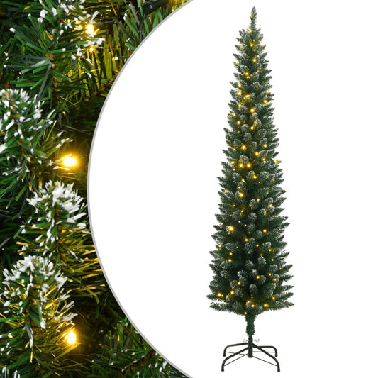 vidaXL Artificial Slim Christmas Tree 300 LEDs 210 cm