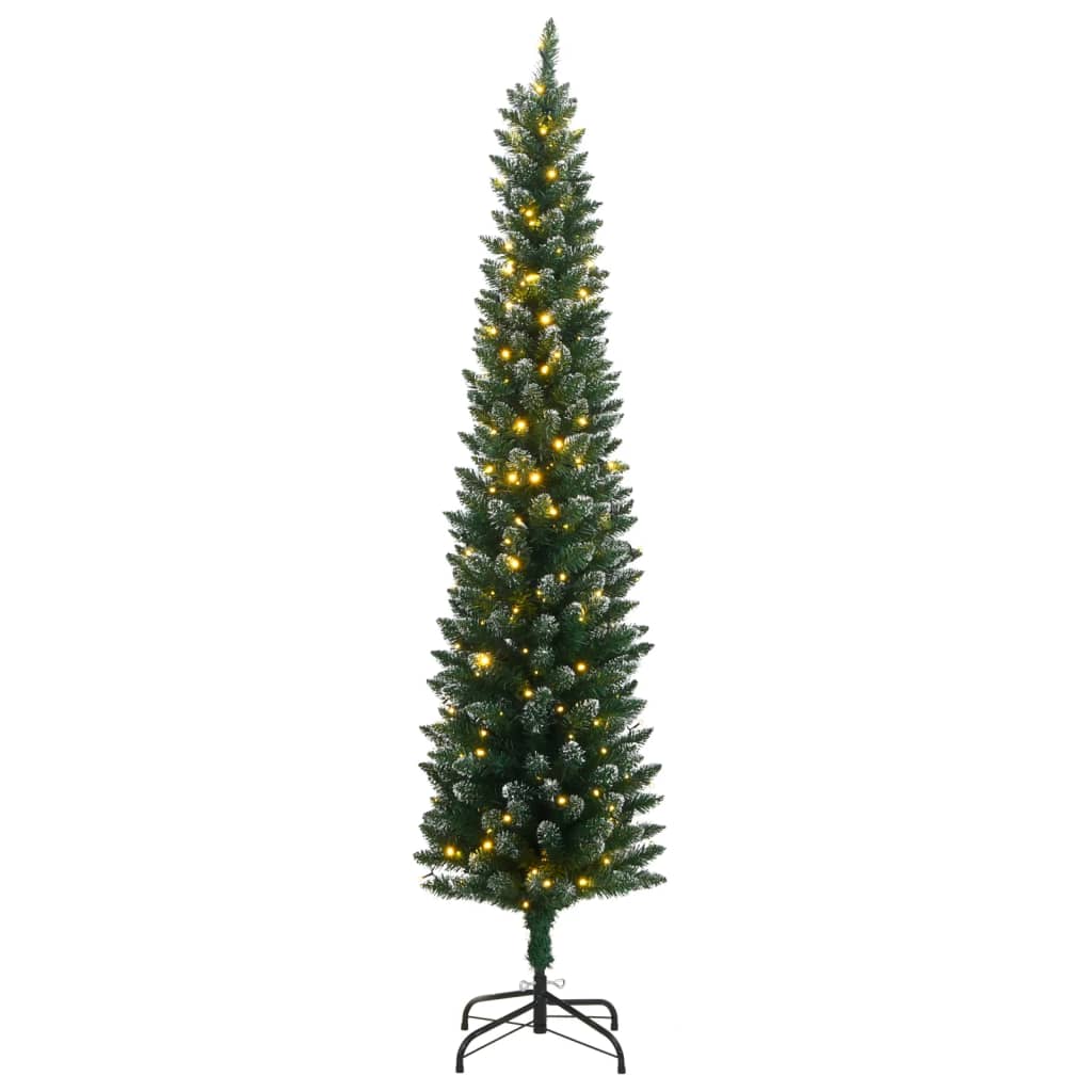 vidaXL Artificial Slim Christmas Tree 300 LEDs 240 cm