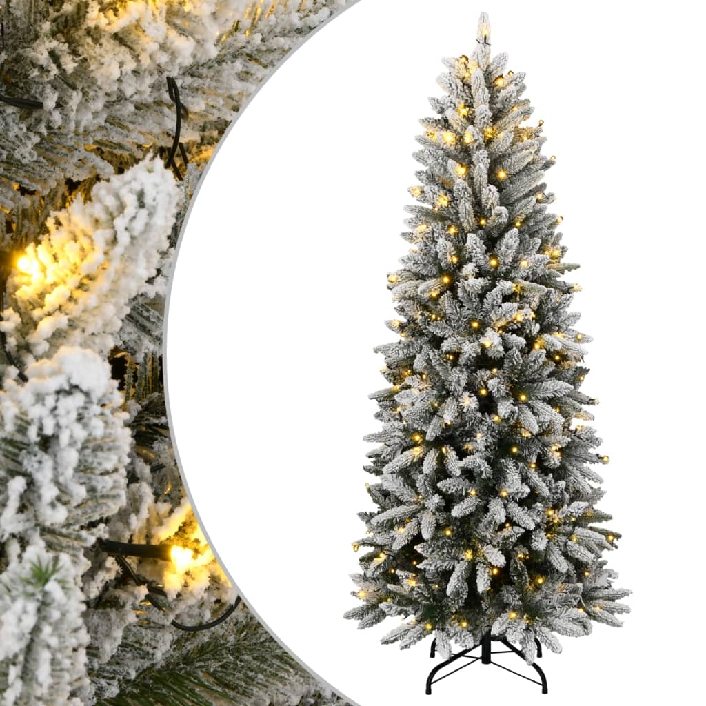 vidaXL Artificial Christmas Tree 150 LEDs and Flocked Snow 150 cm